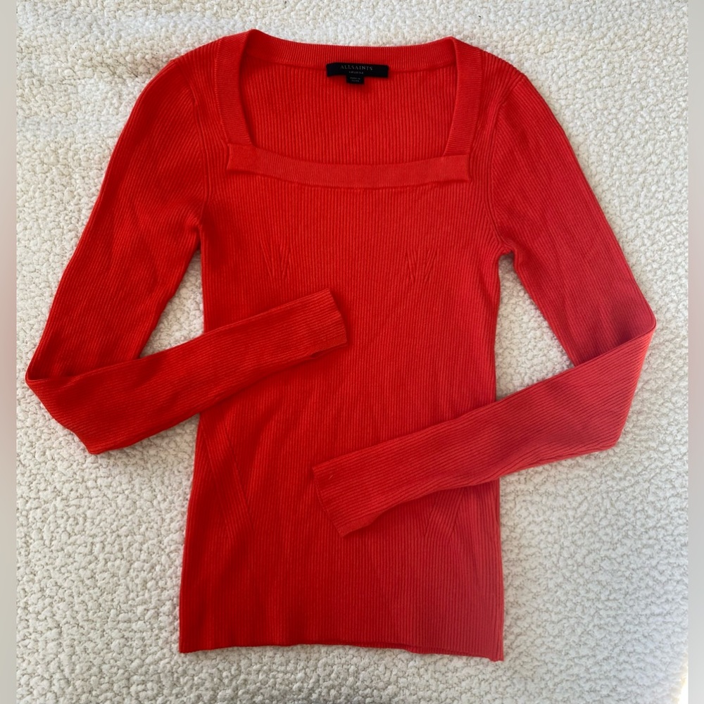 ALLSAINTS Bardi Square Neck Ribbed Top